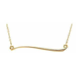 14k Yellow Gold 36mm Freeform Bar Necklace, 17.5 Inch